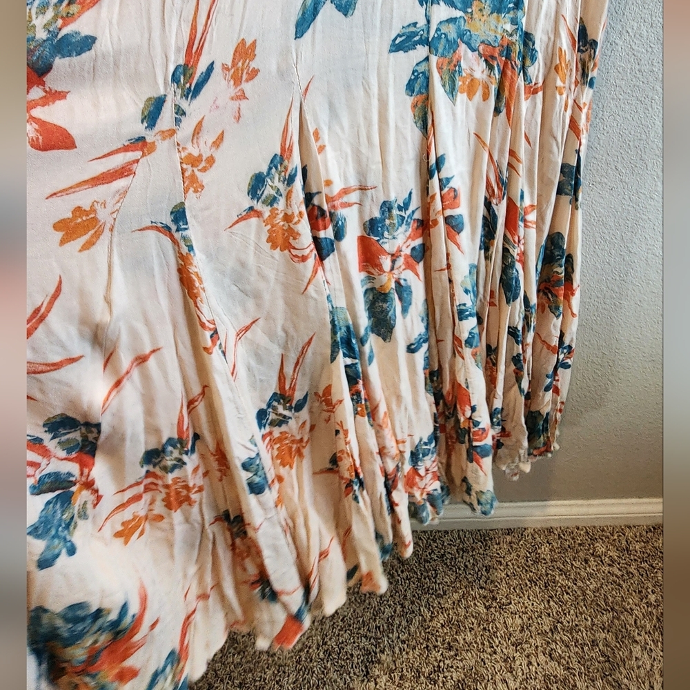 FREE PEOPLE NWT MAXI DRESS SPAGUETTI STRAPS PULLOVER HISBISCUS FLORAL SMALL - Picture 9 of 11